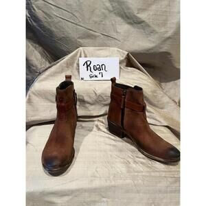 Roan Leather Suede Ankle Booties Women’s Size 7-Brown Zip Boots Western Vintage